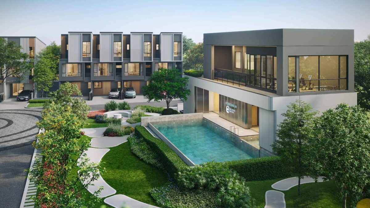 สระว่ายน้ำและสวนส่วนกลาง โครงการบ้านกลางเมือง ศรีนครินทร์ - บางนา