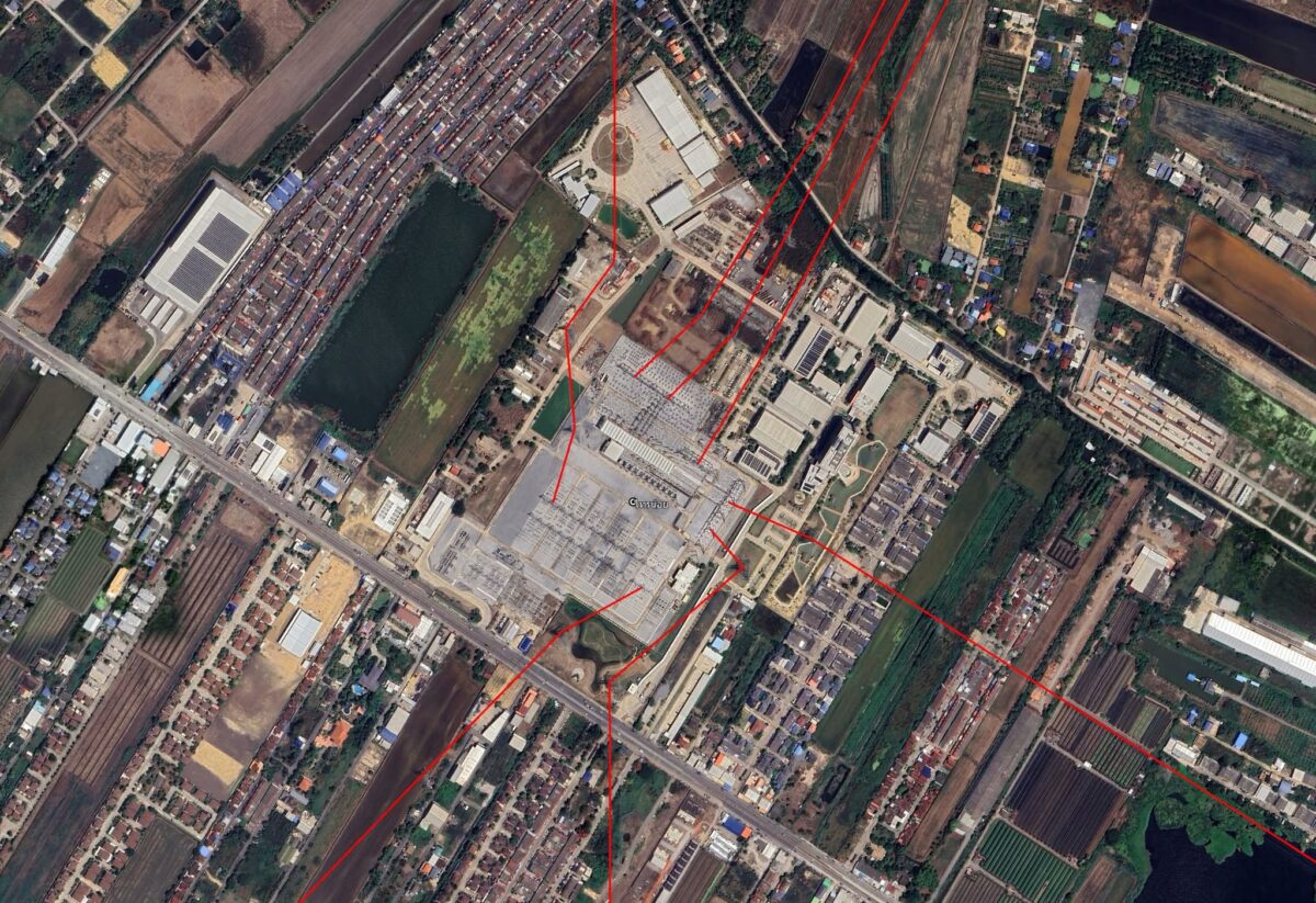สถานีไฟฟ้าแรงสูงไทรน้อย ชุมทางแนวสายส่งไฟฟ้า