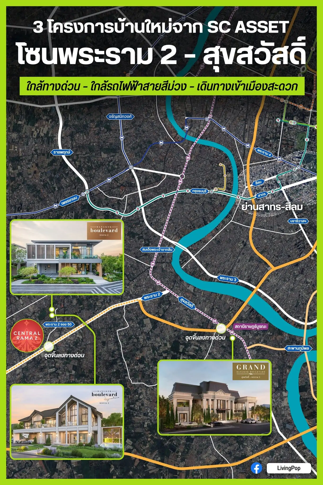 3 โครงการบ้านใหม่จาก SC ASSET โซนพระราม 2-สุขสวัสดิ์ ใกล้ทางด่วน ใกล้รถไฟฟ้าสายสีม่วง เดินทางเข้าเมืองสะดวก