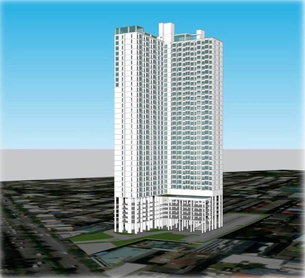 ภาพจำลองอาคาร Supalai Premier ตากสิน-วงเวียนใหญ่ สูง 38 ชั้น จากเอกสาร EIA