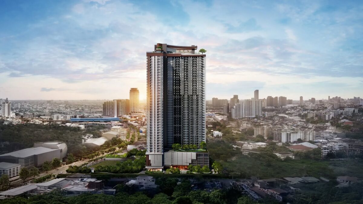 ภาพจำลองอาคาร LIFE สุขุมวิท-พระราม 4 มุมด้านข้าง ฝั่งซ้ายถนนพระราม 4 ฝั่งขวา Aspire สุขุมวิท-พระราม 4