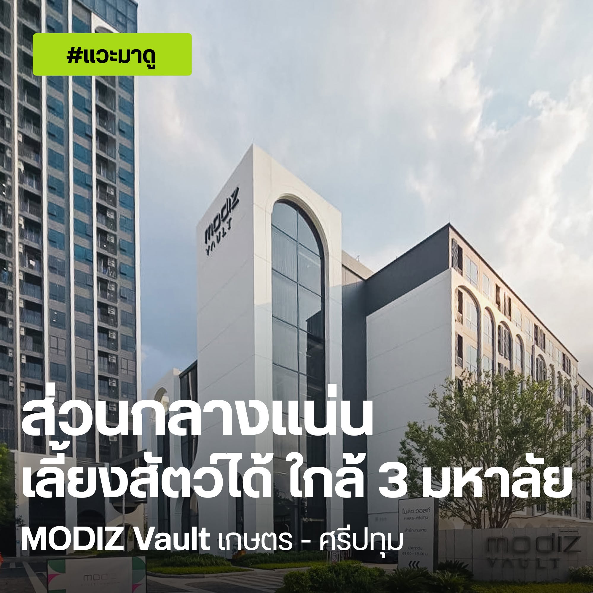 MODIZ Vault เกษตร-ศรีปทุม คอนโดพร้อมอยู่ เลี้ยงสัตว์ได้ ใกล้ 3 มหาวิทยาลัย