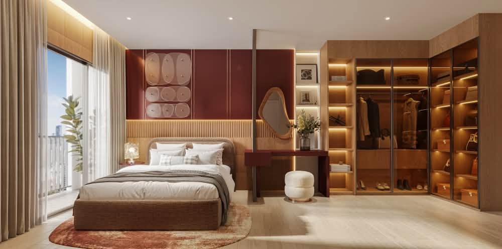 ASPIRE สาทร-ตากสิน พรีว่า ภาพจำลองห้องนอนพร้อม Walk-in Closet