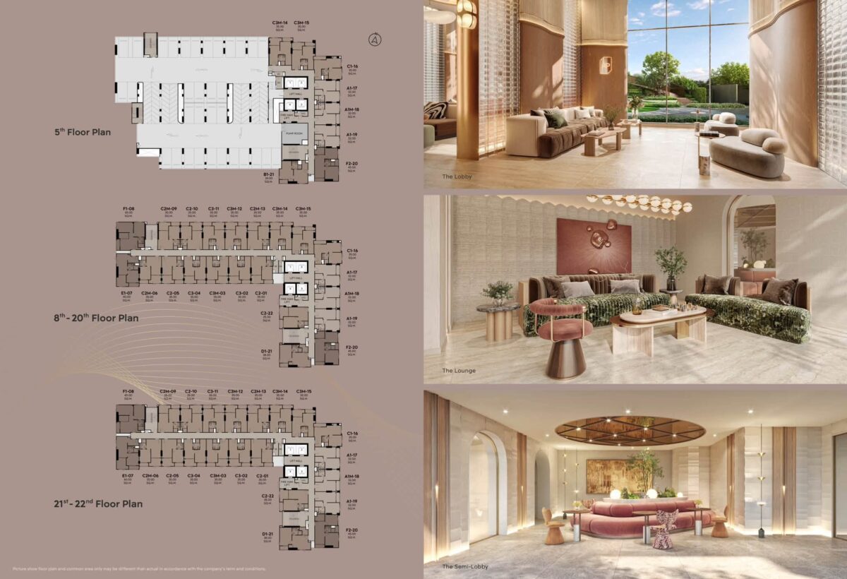 ASPIRE สาทร-ตากสิน พรีว่า แปลนห้อง 1 Bedroom Plus 40 ตร.ม. และ 2 Bedroom