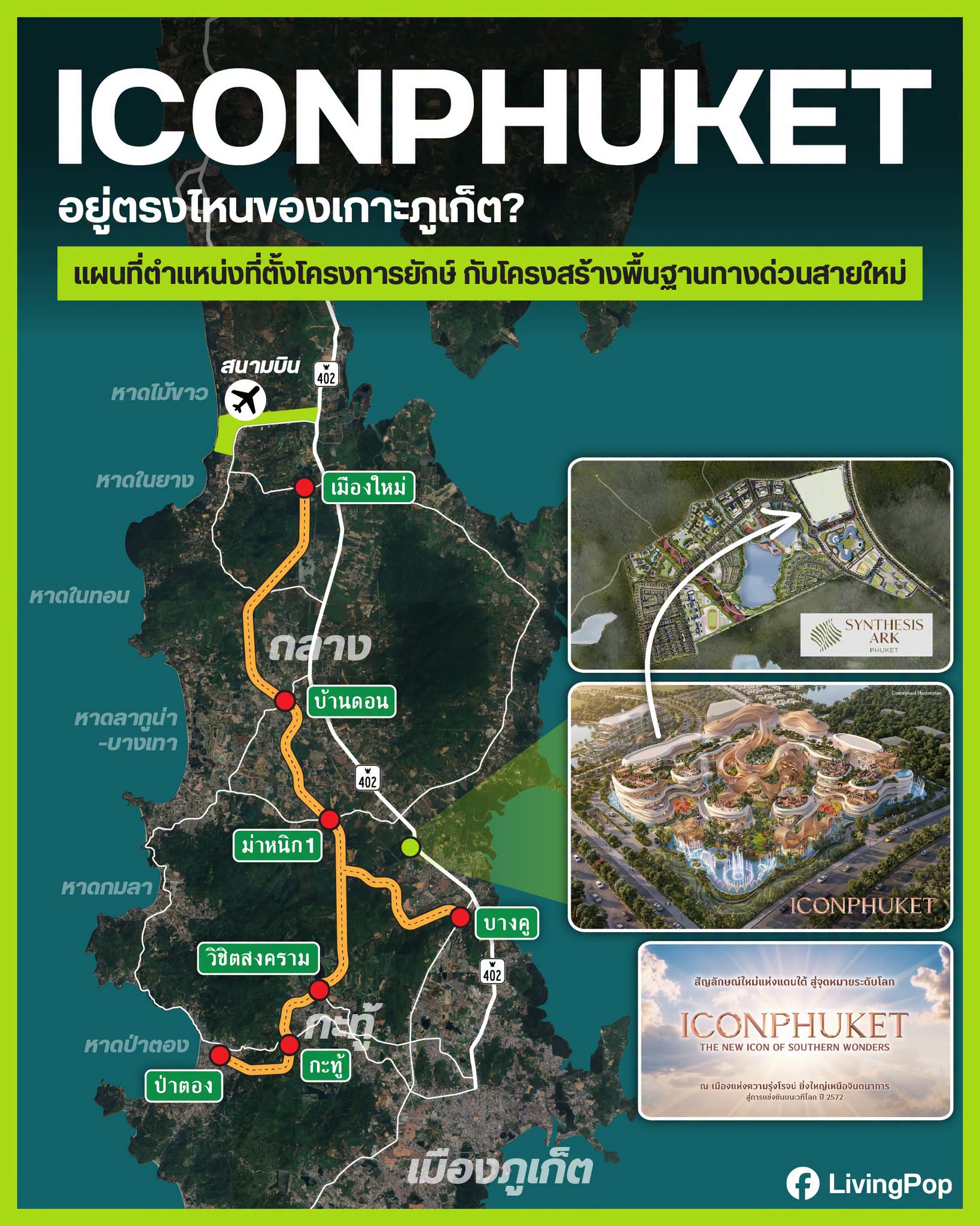 ICONPHUKET อยู่ตรงไหนของเกาะภูเก็ต? แผนที่ตำแหน่งที่ตั้งโครงการยักษ์ กับโครงสร้างพื้นฐานทางด่วนสายใหม่