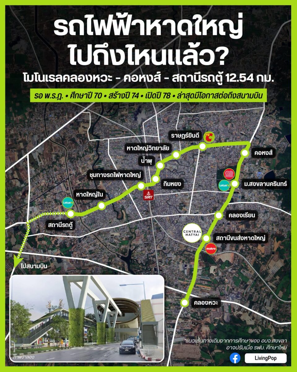 รถไฟฟ้าโมโนเรลหาดใหญ่ สายคลองหวะ ถึงสถานีรถตู้ 12 สถานี
